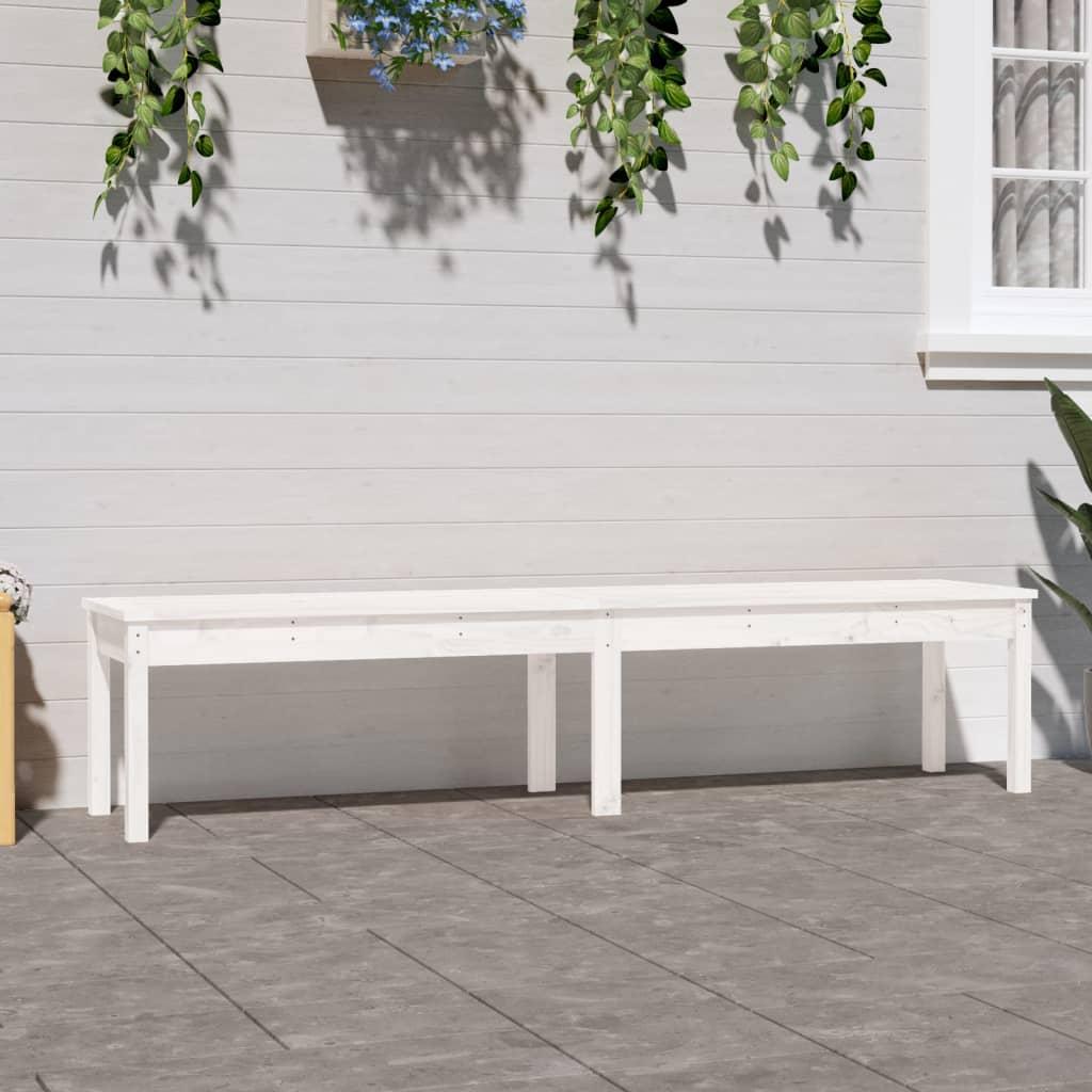 2-personers havebænk 203,5x44x45 cm massivt fyrretræ hvid