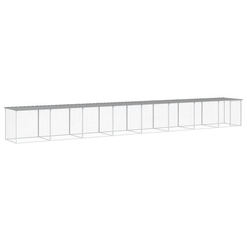 Hønsebur med tag 803x98x90 cm galvaniseret stål lysegrå