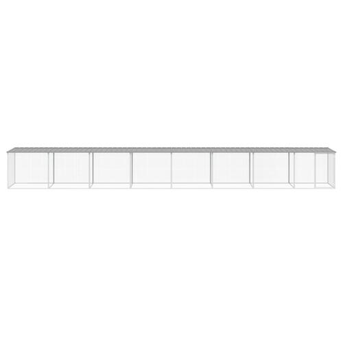 Hønsebur med tag 803x98x90 cm galvaniseret stål lysegrå