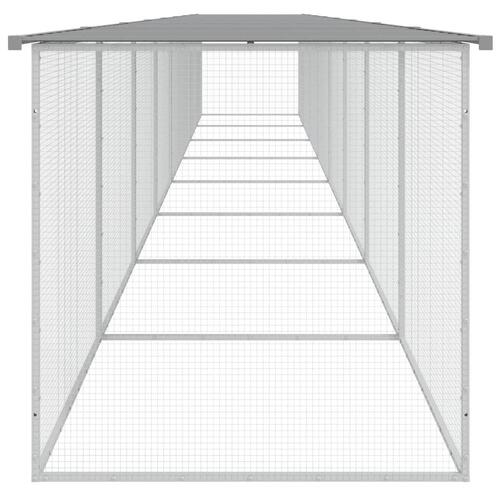 Hønsebur med tag 803x98x90 cm galvaniseret stål lysegrå