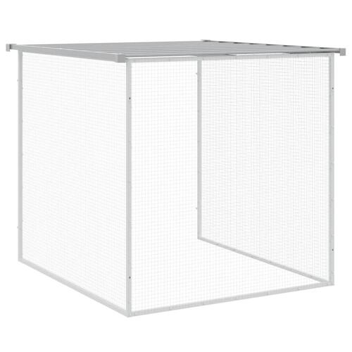 Hønsebur med tag 803x98x90 cm galvaniseret stål lysegrå