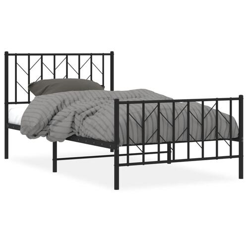 Sengeramme med sengegavl og fodgærde 100x190 cm metal sort