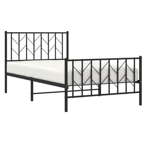 Sengeramme med sengegavl og fodgærde 100x190 cm metal sort