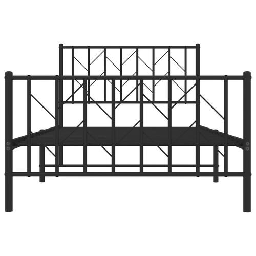 Sengeramme med sengegavl og fodgærde 100x190 cm metal sort