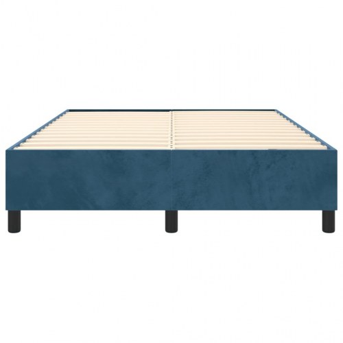 Boxspring sengeramme i fløjl - mørkeblå 140×200 cm