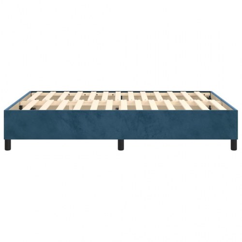 Boxspring sengeramme i fløjl - mørkeblå 140×200 cm