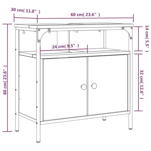 Underskab til håndvask 60x30x60 cm konstrueret træ røget eg