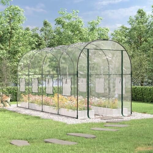Drivhus 160x400x190 cm PVC og pulverlakeret stål transparent