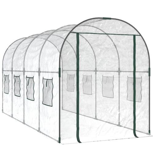 Drivhus 160x400x190 cm PVC og pulverlakeret stål transparent