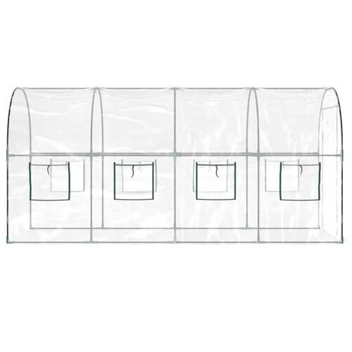 Drivhus 160x400x190 cm PVC og pulverlakeret stål transparent