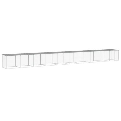 Hønsebur med tag 1003x98x90 cm galvaniseret stål lysegrå