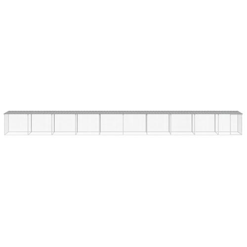 Hønsebur med tag 1003x98x90 cm galvaniseret stål lysegrå