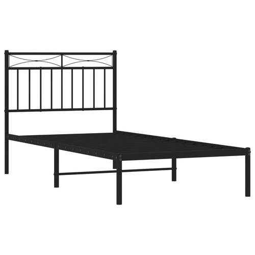 Sengeramme med sengegavl 90x190 cm metal sort