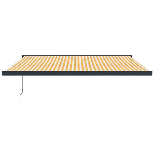 Foldemarkise manuel betjening 4x3 m stof aluminium gul hvid