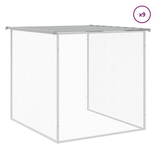 Hønsebur med tag 1003x98x90 cm galvaniseret stål lysegrå