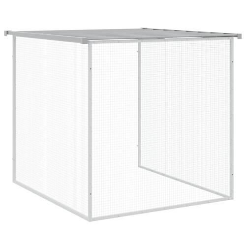 Hønsebur med tag 1003x98x90 cm galvaniseret stål lysegrå