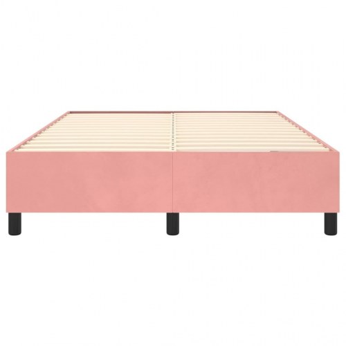 Boxspring sengeramme 140×200 cm i fløjl - lyserød