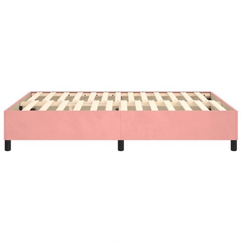 Boxspring sengeramme 140×200 cm i fløjl - lyserød