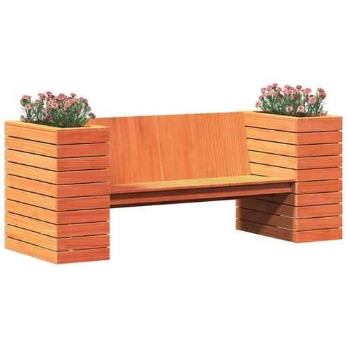 Bænk m. plantekasser 167,5x60x65 cm massivt fyrretræ gyldenbrun