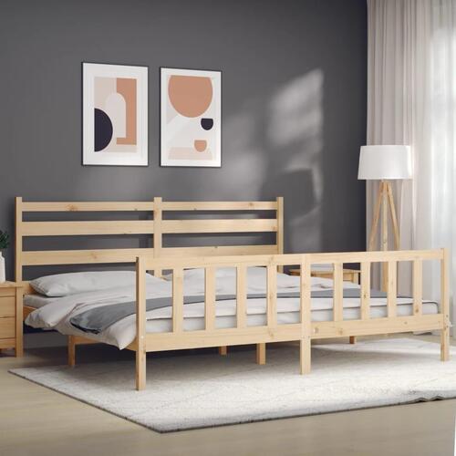 Sengeramme uden madras 200x200 cm massivt fyrretræ