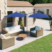 Dobbelt parasol med stålstang 600x300 cm azurblå