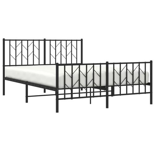 Sengeramme med sengegavl og fodgærde 135x190 cm metal sort