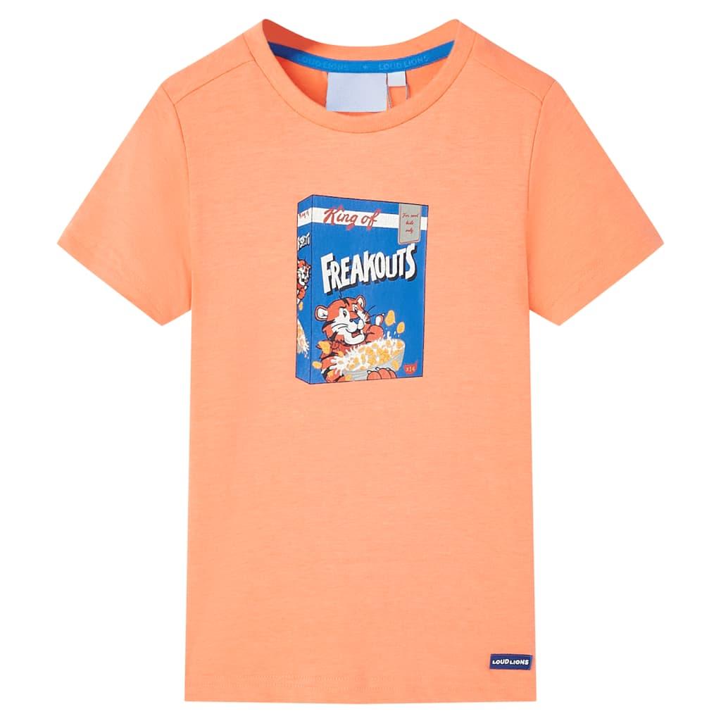 Kortærmet T-shirt til børn str. 116 neon-orange