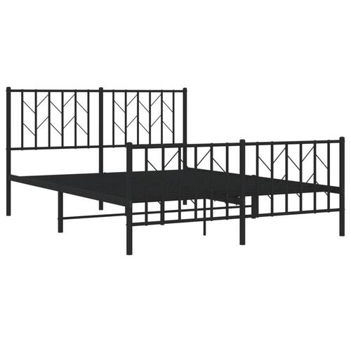 Sengeramme med sengegavl og fodgærde 135x190 cm metal sort