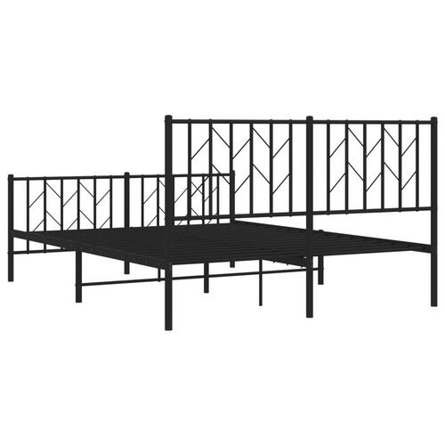 Sengeramme med sengegavl og fodgærde 135x190 cm metal sort