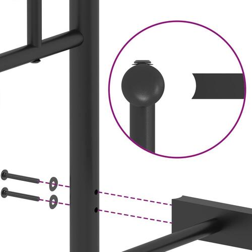 Sengeramme med sengegavl og fodgærde 135x190 cm metal sort
