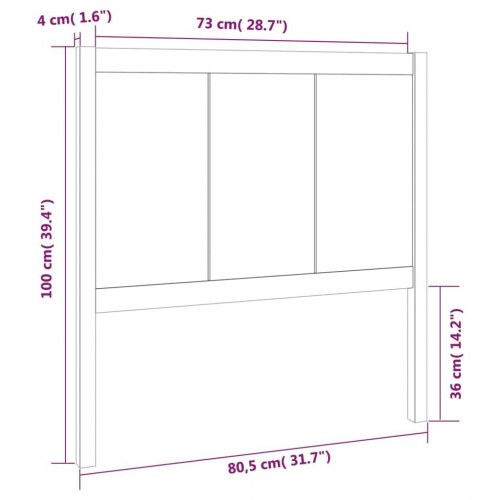Sengegavl i massivt fyrretræ 80,5 x 4 x 100 cm - grå