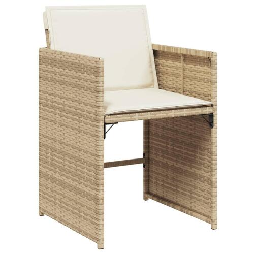 Spisebordssæt til haven 15 dele med hynder polyrattan beige