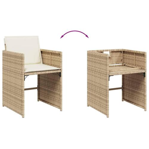 Spisebordssæt til haven 15 dele med hynder polyrattan beige