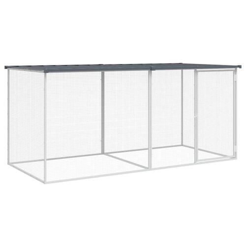 Hønsebur med tag 203x98x90 cm galvaniseret stål antracitgrå