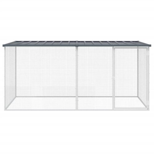 Hønsebur med tag 203x98x90 cm galvaniseret stål antracitgrå