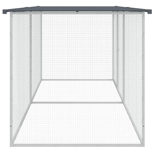 Hønsebur med tag 203x98x90 cm galvaniseret stål antracitgrå