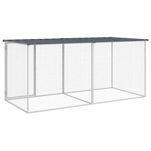 Hønsebur med tag 203x98x90 cm galvaniseret stål antracitgrå
