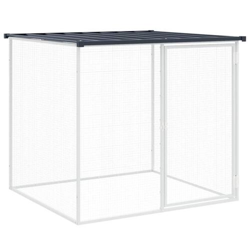 Hønsebur med tag 203x98x90 cm galvaniseret stål antracitgrå