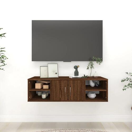 Væghylde 102x30x29 cm konstrueret træ brun egetræsfarve