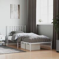 Sengeramme med sengegavl 90x200 cm metal hvid