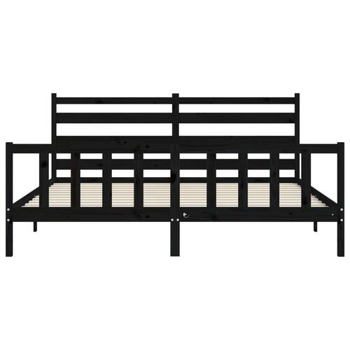 Sengeramme med sengegavl 200x200 cm massivt træ sort