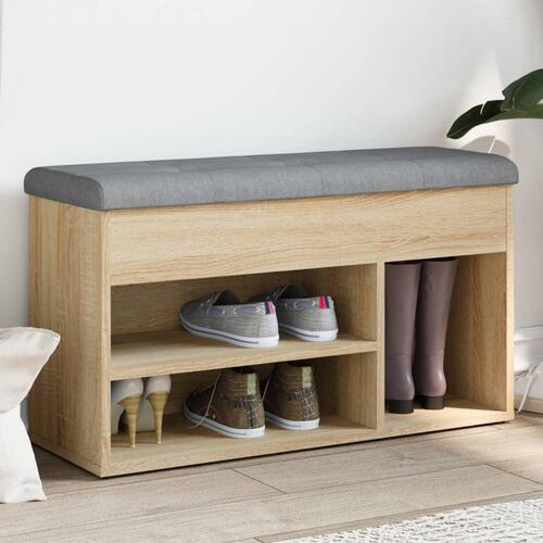 Skobænk 82x32x45,5 cm konstrueret træ sonoma-eg