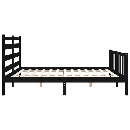 Sengeramme med sengegavl 200x200 cm massivt træ sort