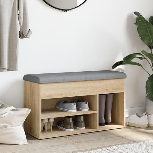 Skobænk 82x32x45,5 cm konstrueret træ sonoma-eg