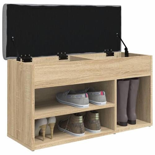 Skobænk 82x32x45,5 cm konstrueret træ sonoma-eg