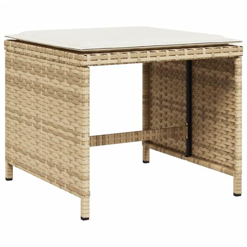 Spisebordssæt til haven 13 dele med hynder polyrattan beige