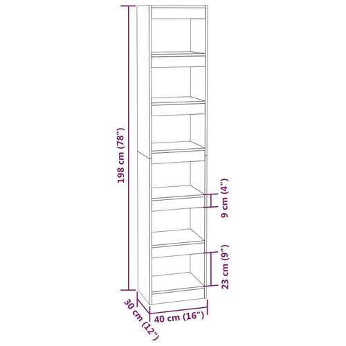 Bogreol/rumdeler 40x30x198 cm sonoma-eg