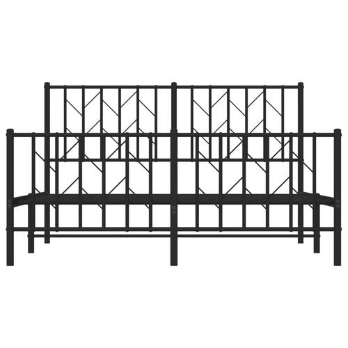Sengeramme med sengegavl og fodgærde 140x200 cm metal sort