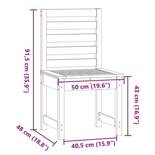 Havestole 2 stk. 50x48x91,5 cm massivt fyrretræ sort