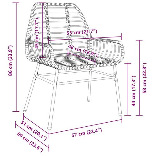 Havestole 2 stk. polyrattan brun